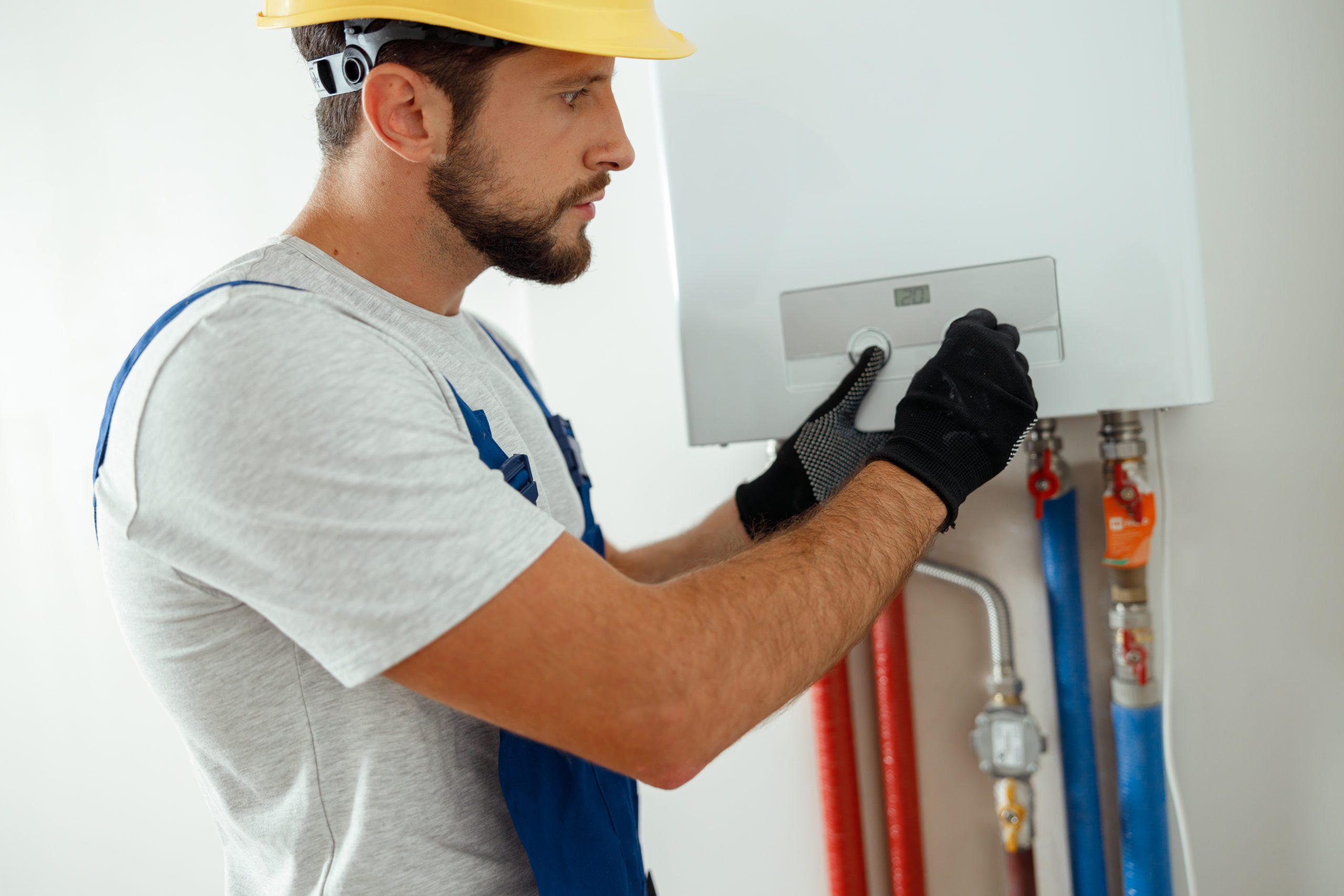 Technician completing a cheap boiler service