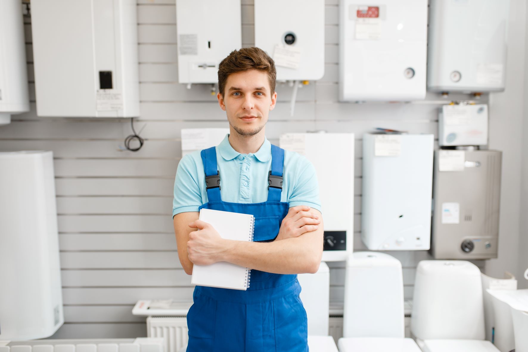 engineer in front of intergas boiler options