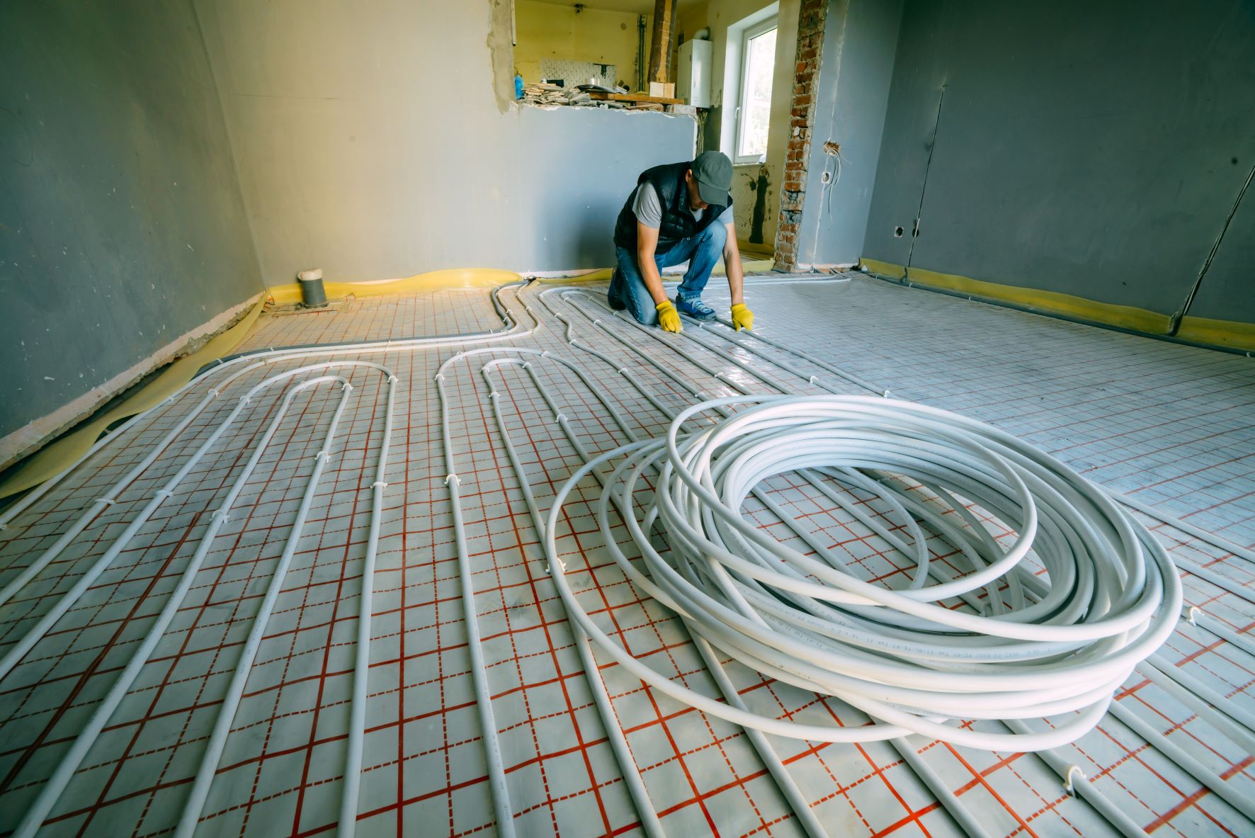 demo of how to install underfloor heating with combi boiler